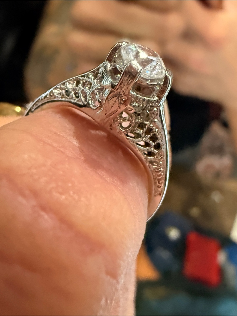 Vintage-14KGE Solitaire Ring with Clear Stone sz 7